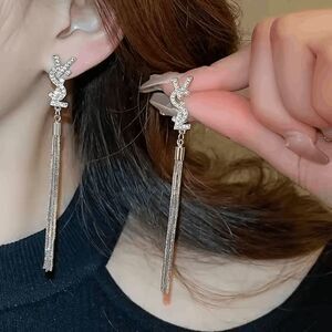 Diamond Gold Plated Letter Tassel Earrings